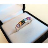 Sterling Silver Multi Colour Gemstone Ring
