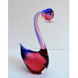 Vintage Summerso Murano Glass Swan 20cm Tall