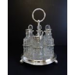 Antique Silver Plated 6 Bottle Cruet Set