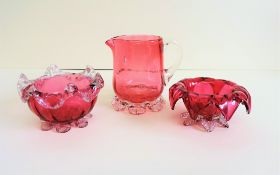 Victorian Cranberry Glass Creamer Condiment Set