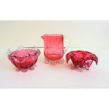 Victorian Cranberry Glass Creamer Condiment Set