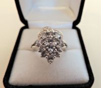 Sterling Silver Aquamarine Cluster Ring