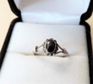 Sterling Silver Ring Black Onyx Stone