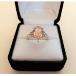 Sterling Silver 4.75 carat Peach Sapphire Ring
