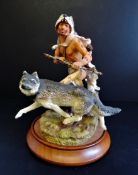 Franklin Mint 'Wolf Runner' Porcelain Figurine Sculpture