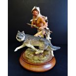 Franklin Mint 'Wolf Runner' Porcelain Figurine Sculpture