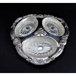 Vintage Silver Plate & Glass Hor d'oeuvres Serving Dish
