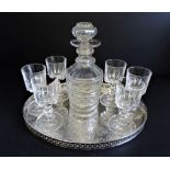 Antique Decanter Drinks Set & Mappin & Webb Silver Plated Tray