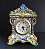Vintage French Faience Hand Painted Clock