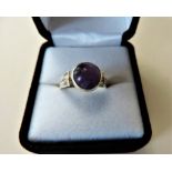 Sterling silver 1.8ct Cabochon Amethyst Ring