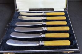 Vintage Art Deco Silver Plated Butters Knives with Bakelite Handles