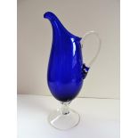 Large Murano Glass Cobalt Blue Pitcher 32cm Tall