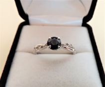 0.65 ct Sapphire & Diamond Sterling Silver Ring