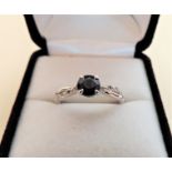 0.65 ct Sapphire & Diamond Sterling Silver Ring