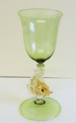 Vintage Murano Glass Salviati Dolphin Champagne Glass Goblet