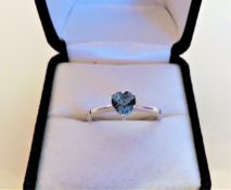 Heart Shaped Blue Topaz Ring in Sterling Silver