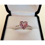 Heart Shaped Pink Topaz Ring in Sterling Silver