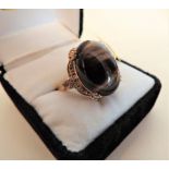 Sterling Silver Gilt Tigers Eye Stone Set Ring