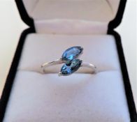Sterling Silver Marquise Cut Blue Topaz Ring