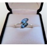 Sterling Silver Marquise Cut Blue Topaz Ring