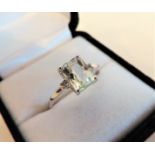 2.25 ct Pale Green Amethyst Ring in Sterling Silver