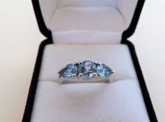 Sterling Silver 3 carat Deep Blue Topaz Ring