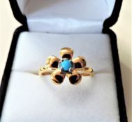 Sterling Silver Gilt Turquoise Ring