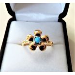 Sterling Silver Gilt Turquoise Ring