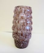 Mottled Brown Studio Art Glass Vase