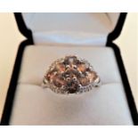 Sterling Silver 1.8 carat Citrine & Topaz Cluster Ring