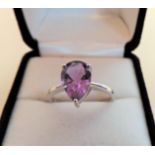 4carat Solitaire Amethyst Ring in Sterling Silver