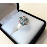 Sterling Silver 1.50ct Blue & White Topaz Ring