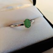 0.85 carat Emerald Ring in Sterling Silver