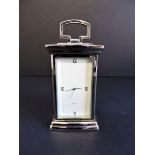 Art Deco Silver Plated Carriage Clock with Secret Compartment