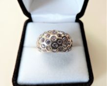 Sterling Silver Pink Gemstone Dome Ring
