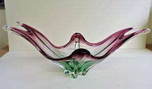 Murano Cristallo Venezia Art Glass Centrepiece Bowl 48cm Long