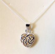 Sterling Silver Celtic Heart Pendant Necklace