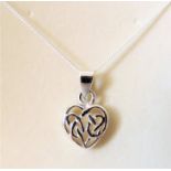 Sterling Silver Celtic Heart Pendant Necklace