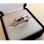 Sterling Silver White Stone Set Band Ring