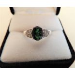 925 Sterling Silver 2.3ct Green Tourmaline Gemstone Ring