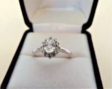 Sterling silver 1.12 ct White Sapphire Ring