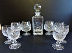 Crystal 9 Piece Brandy Decanter Drinks Set