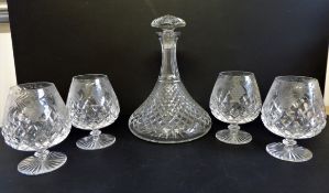 Vintage Etched Cut Crystal Brandy Balloons & Decanter