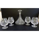 Vintage Etched Cut Crystal Brandy Balloons & Decanter