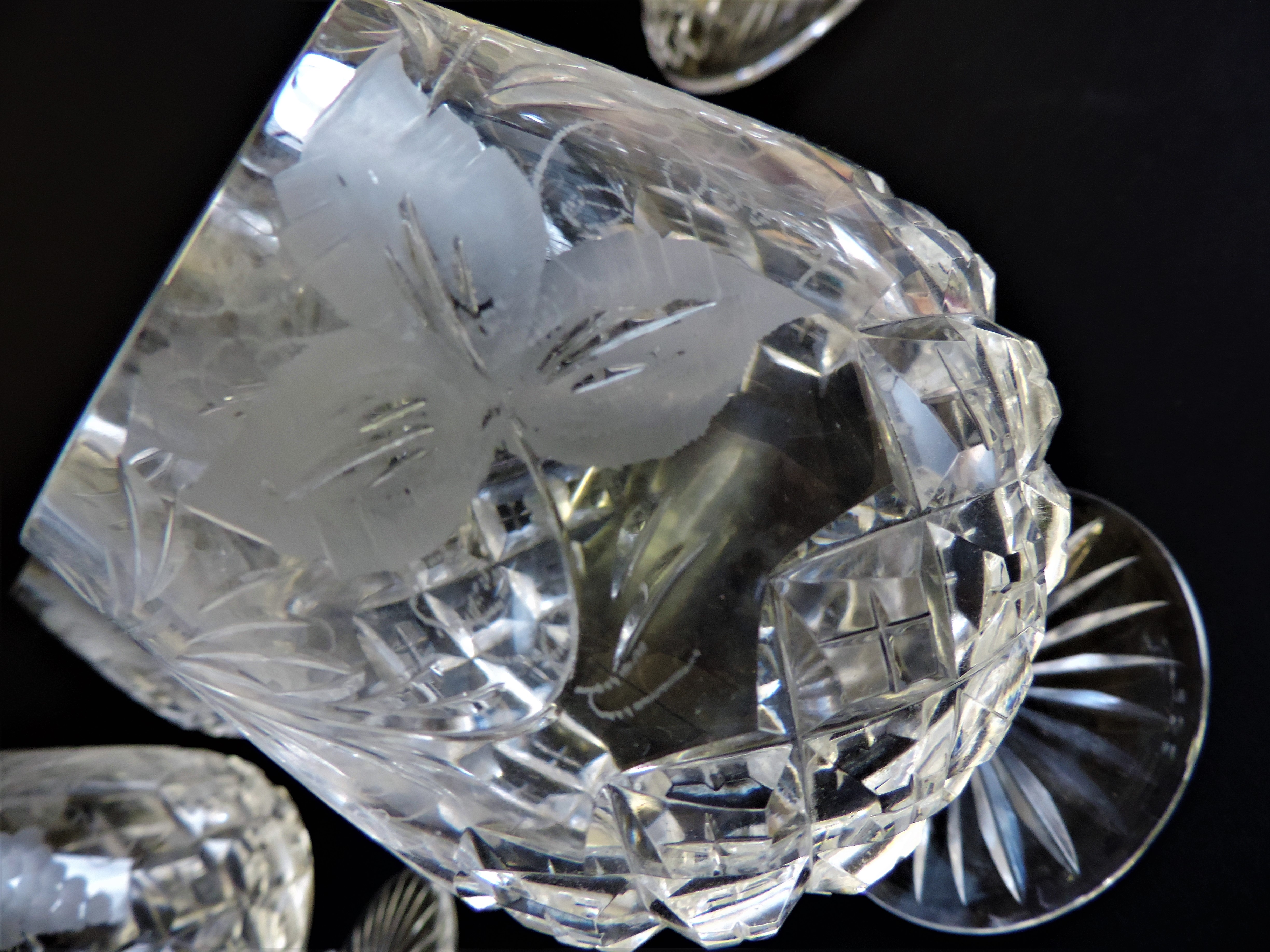 Vintage Etched Cut Crystal Brandy Balloons & Decanter - Image 6 of 10