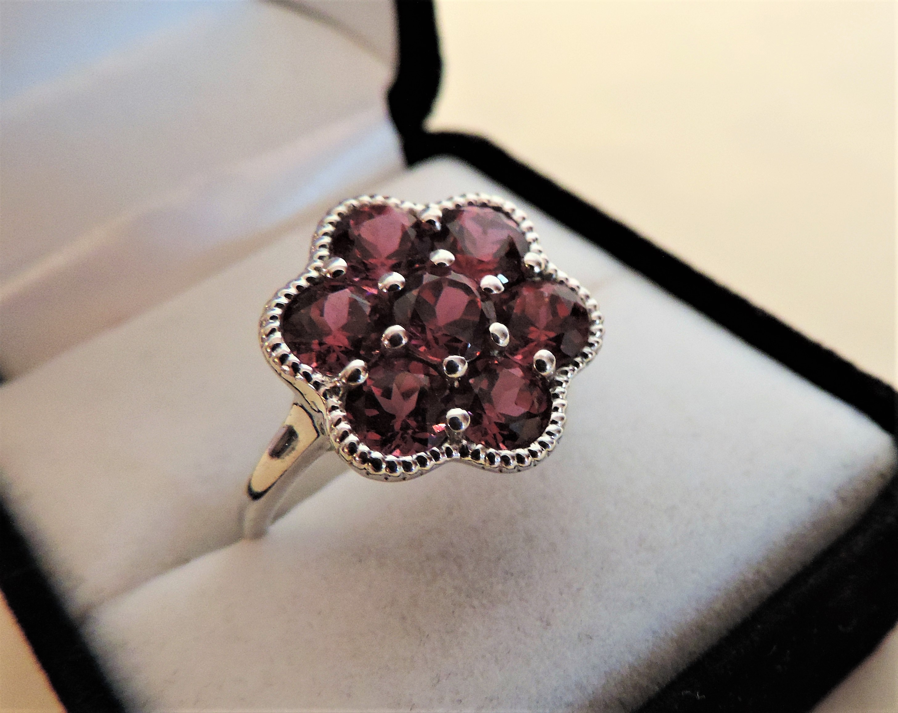 4.55 Carat Pink Sapphire Cluster Ring in Sterling Silver