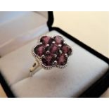 4.55 Carat Pink Sapphire Cluster Ring in Sterling Silver