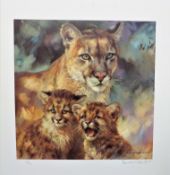Signed Limited Edition 'Cougar Cats & Cubs' By Donald Grant