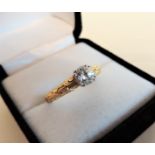 Sterling Silver Gilt 0.56 ct White Sapphire Solitaire Ring