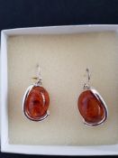Silver and Amber Earrings